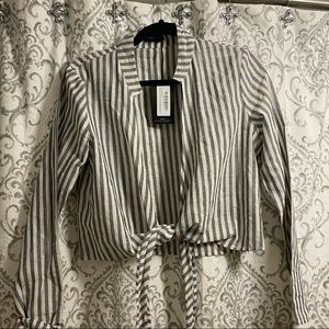 Pinstripe Front Tie Shirt